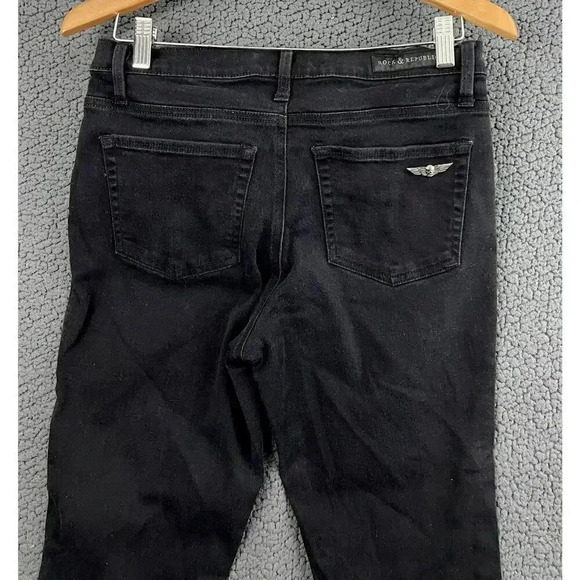 Rock & Republic Black Denim Capri Jeans 10 Stretch Kendall Cotton Blend - Picture 6 of 12